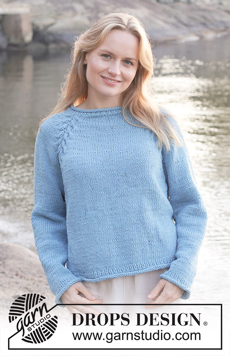 Tide Turn / DROPS 259-7 - Gebreide trui in DROPS Paris. Het werk wordt van boven naar beneden gebreid met tricotsteek, raglan, kabels en rolranden. Maten XS - XXL.