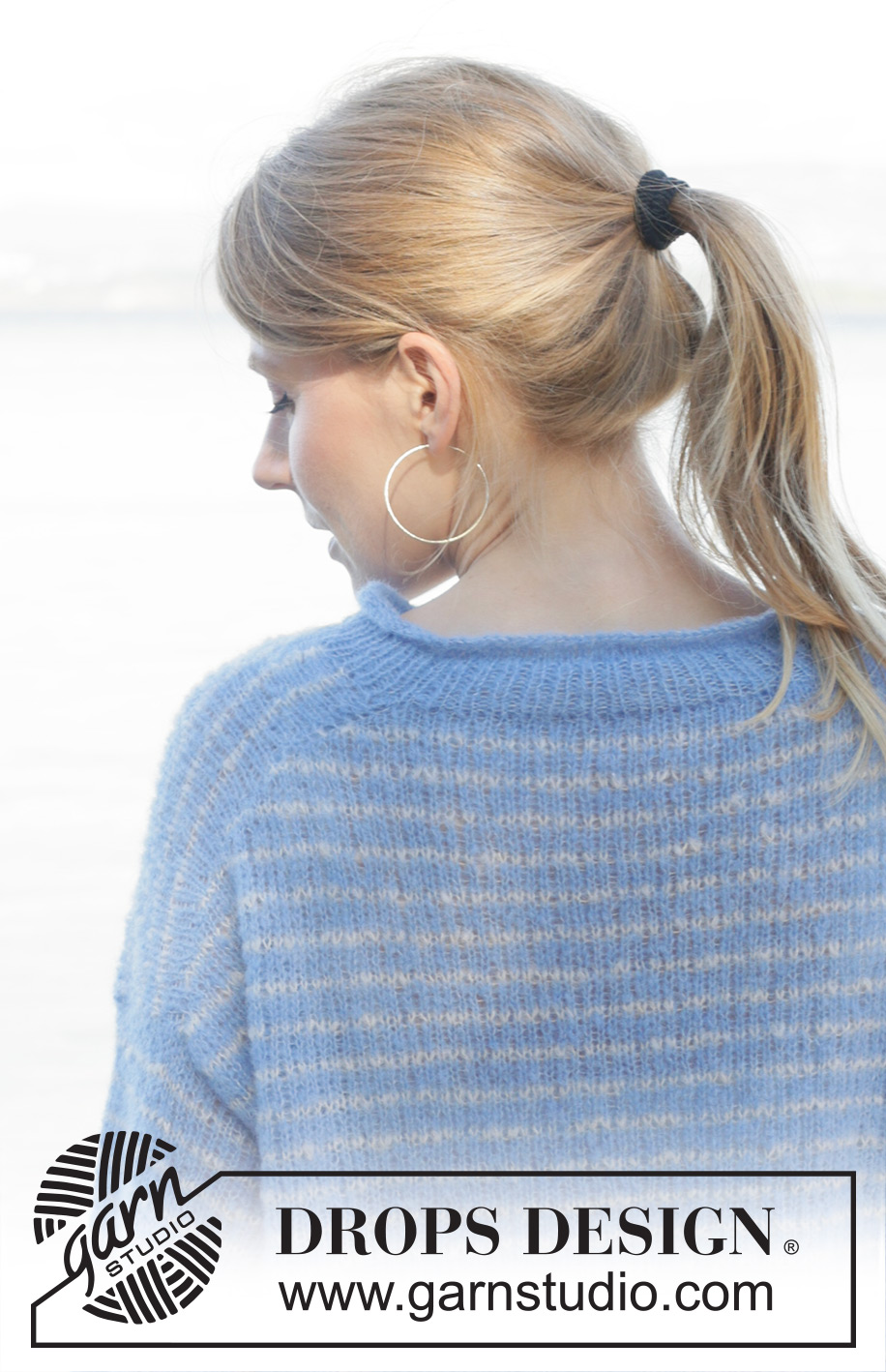 Neptune Rings / DROPS 259-8 - Knitted jumper in DROPS Brushed Alpaca Silk. The piece is worked top down with diagonal/European shoulders, stripes and rolled neck. Sizes S - XXXL.