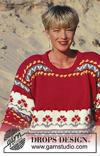 Blooming Red / DROPS 26-2 - Bluse i Muskat med kløverblomster
