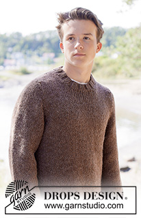 Earthbound Sweater / DROPS 260-11 - Knitted jumper for men in DROPS Andes or DROPS Snow. Piece is knitted top down in stocking stitch with European yoke. Size XS – XXXL.