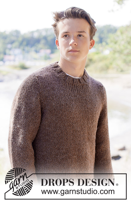 Earthbound Sweater / DROPS 260-11 - Knitted jumper for men in DROPS Andes or DROPS Snow. Piece is knitted top down in stocking stitch with European yoke. Size XS – XXXL.