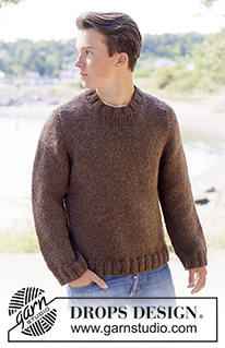 Earthbound Sweater / DROPS 260-11 - Knitted jumper for men in DROPS Andes or DROPS Snow. Piece is knitted top down in stocking stitch with European yoke. Size XS – XXXL.