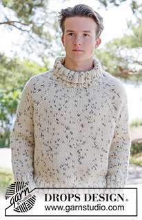 Winter Sprinkles Sweater / DROPS 260-13 - DROPS Snow lõngast parempidises koes ülevalt alla kootud raglaanvarrukatega ja kõrge kraega džemper suurustele S kuni XXXL