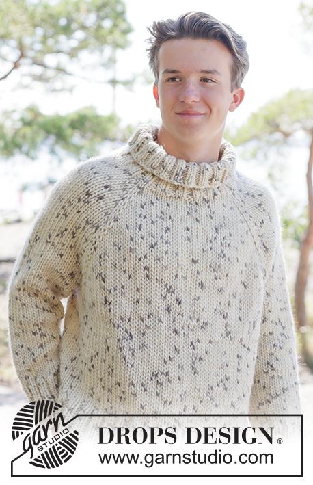 Winter Sprinkles Sweater / DROPS 260-13 - DROPS Snow lõngast parempidises koes ülevalt alla kootud raglaanvarrukatega ja kõrge kraega džemper suurustele S kuni XXXL