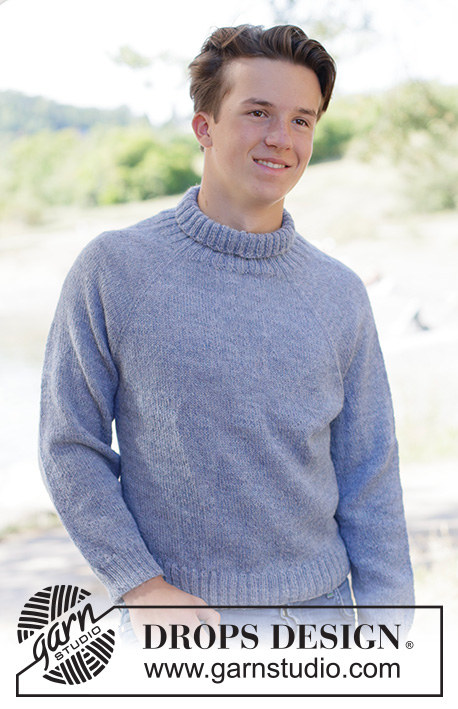 Quiet Bay Sweater / DROPS 260-17 - Strikket genser til herre i DROPS Alpaca eller DROPS Nord. Arbeidet strikkes ovenfra og ned i glattstrikk med raglan og dobbel halskant. Størrelse XS - XXL.