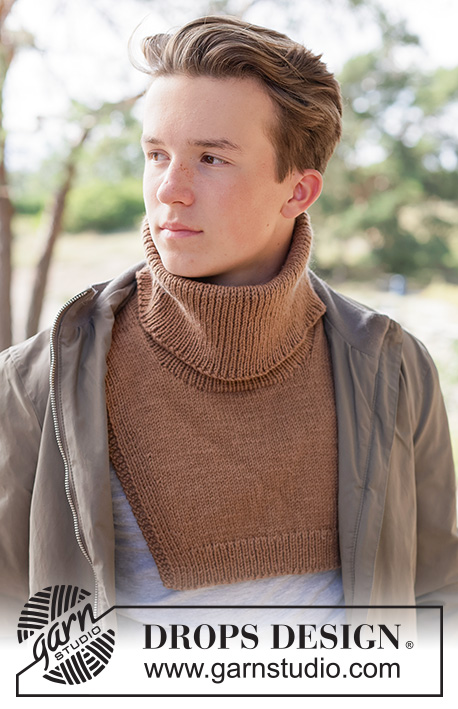 Creme Caramel Neck Warmer / DROPS 260-26 - DROPS Daisy või DROPS Karisma lõngast alt üles parempidises koes kootud soonikuga meeste kaelasoojendaja