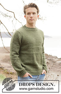 Greenstone Sweater / DROPS 260-39 - Strikket bluse til herre i DROPS Karisma. Arbejdet strikkes oppefra og ned i glatstrik med europæisk bærestykke.  Størrelse S - XXXL.