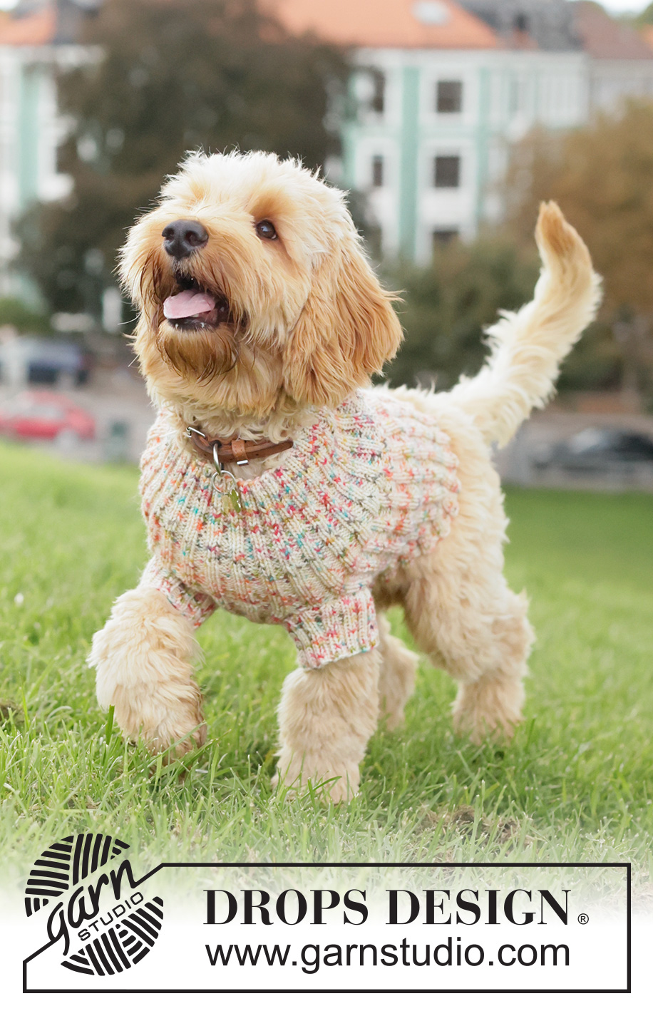 Happy Tails Dog Sweater / DROPS 260-42 - Svetr pro psa pletený pružným vzorem z příze DROPS Fiesta.