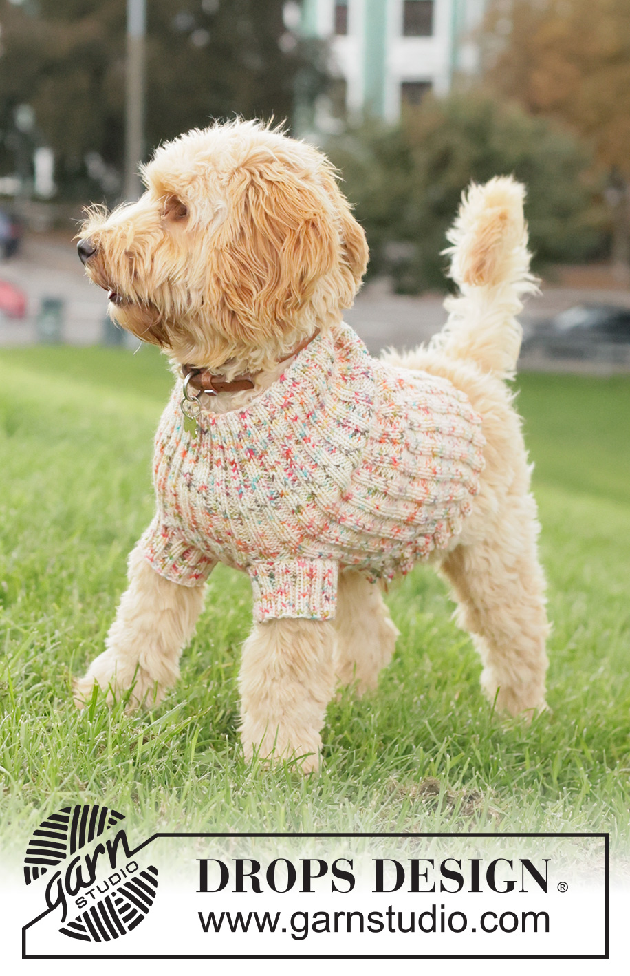 Happy Tails Dog Sweater / DROPS 260-42 - Svetr pro psa pletený pružným vzorem z příze DROPS Fiesta.