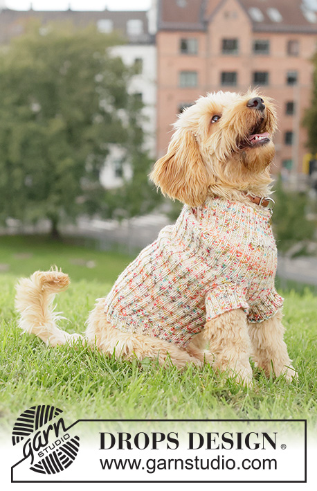 Happy Tails Dog Sweater / DROPS 260-42 - Svetr pro psa pletený pružným vzorem z příze DROPS Fiesta.