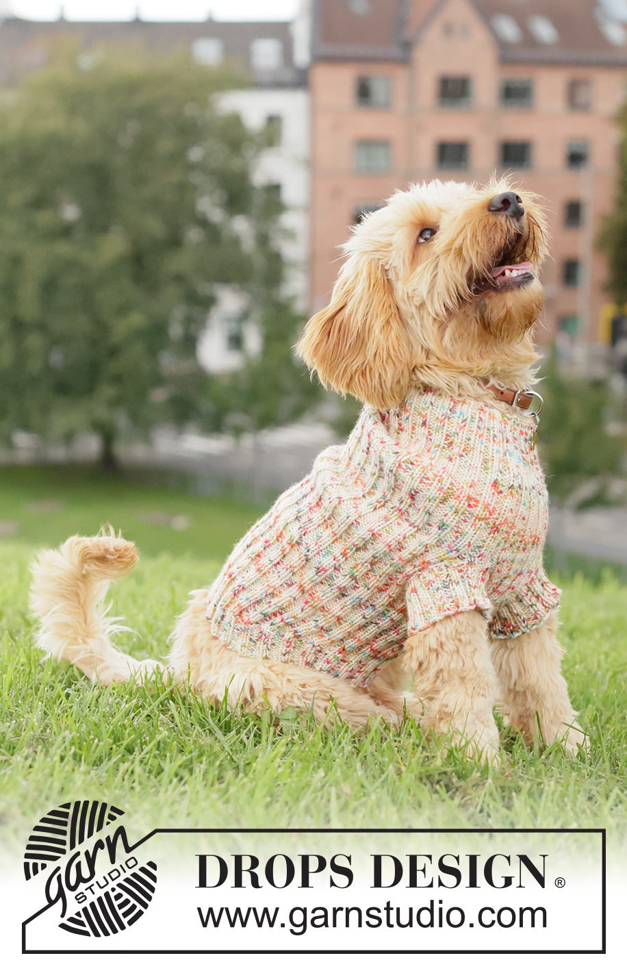 Happy Tails Dog Sweater / DROPS 260-42 - Svetr pro psa pletený pružným vzorem z příze DROPS Fiesta.