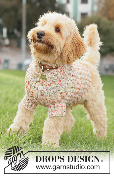 Happy Tails Dog Sweater / DROPS 260-42 - Svetr pro psa pletený pružným vzorem z příze DROPS Fiesta.