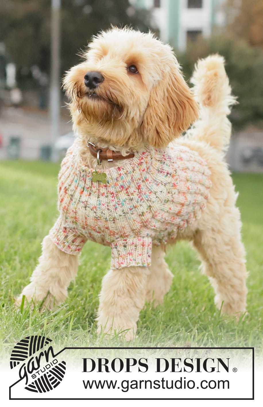 Happy Tails Dog Sweater / DROPS 260-42 - Svetr pro psa pletený pružným vzorem z příze DROPS Fiesta.