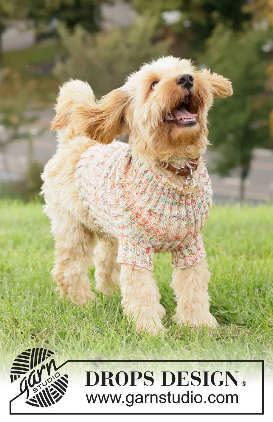 Happy Tails Dog Sweater / DROPS 260-42 - Svetr pro psa pletený pružným vzorem z příze DROPS Fiesta.