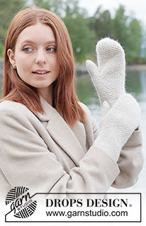 Blizzard Bloom Mittens / DROPS 261-10 - Gebreide wanten in 1 draad DROPS Lima en 1 draad DROPS Brushed Alpaca Silk, of 1 draad DROPS Merino Extra Fine en 1 draad DROPS Brushed Alpaca Silk. Het werk wordt van onder naar boven gebreid in gerstekorrel.