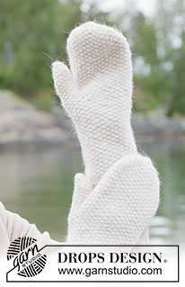 Blizzard Bloom Mittens / DROPS 261-10 - Gebreide wanten in 1 draad DROPS Lima en 1 draad DROPS Brushed Alpaca Silk, of 1 draad DROPS Merino Extra Fine en 1 draad DROPS Brushed Alpaca Silk. Het werk wordt van onder naar boven gebreid in gerstekorrel.