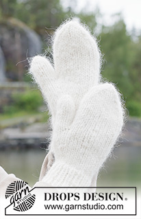 Polar Charm Mittens / DROPS 261-11 - Gestrickte Fäustlinge glatt rechts mit Rippenmuster in DROPS Melody und DROPS Puna.