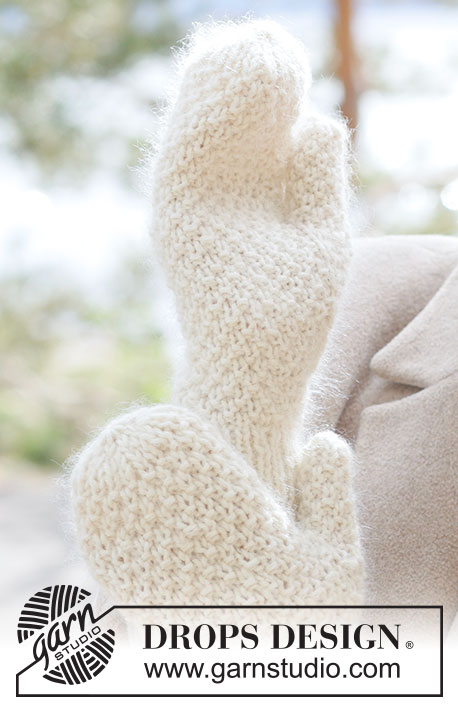 Frost Pebble Mittens / DROPS 261-14 - Knitted mittens in DROPS Lima and DROPS Kid-Silk or DROPS Daisy and DROPS Kid-Silk. The piece is worked in moss stitch.