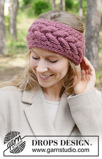 Thistle Twist Headband / DROPS 261-21 - DROPS Snow lõngast pikkupidi kootud palmikutega peapael