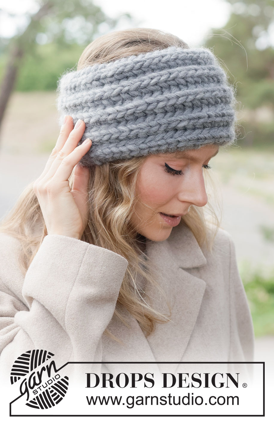 Pebble Patch Headband / DROPS 261-33 - DROPS Polaris lõngast edasi-tagasi kootud patentkoes peapael