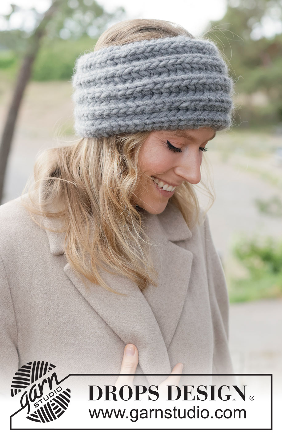 Pebble Patch Headband / DROPS 261-33 - DROPS Polaris lõngast edasi-tagasi kootud patentkoes peapael