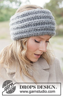 Pebble Patch Headband / DROPS 261-33 - DROPS Polaris lõngast edasi-tagasi kootud patentkoes peapael