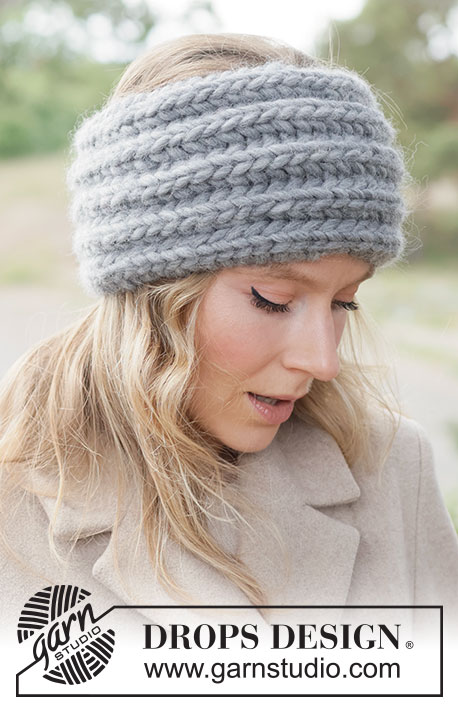 Pebble Patch Headband / DROPS 261-33 - DROPS Polaris lõngast edasi-tagasi kootud patentkoes peapael