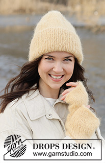 Sunny Bloom Hat / DROPS 261-37 - Čepice pletená zdola nahoru 1 vláknem příze DROPS Melody nebo 2 vlákny příze DROPS Brushed Alpaca Silk.