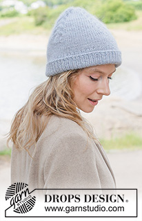 Ice Bloom Hat / DROPS 261-41 - Strikket hue i DROPS Lima og DROPS Kid-Silk. Arbejdet strikkes oppefra og ned med snoninger.