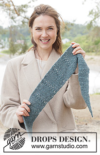 Ocean Nest Scarf / DROPS 261-48 - Chal pequeño a ganchillo en DROPS Air. Realizado de ida y vuelta.