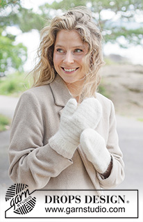 Birch Bark Mittens / DROPS 261-50 - Filcowe rękawiczki na drutach, w paski, z włóczki DROPS Lima.