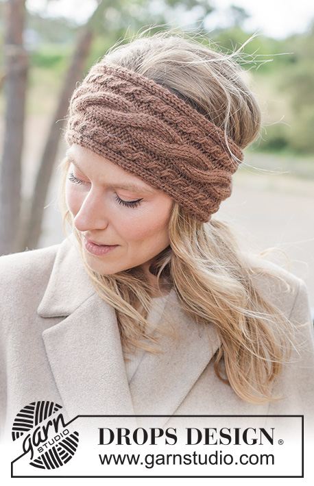Toffee Twist Headband / DROPS 261-51 - Kötött fejpánt, DROPS Nepal fonalból. A darabot oda-vissza haladva kötjük, csavartmintával. Méret: S - XL