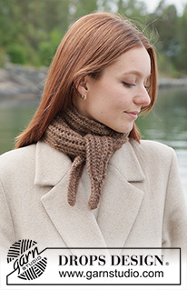 Walnut Whirl Shawl / DROPS 261-54 - Gestricktes kleines Tuch in DROPS Air. Die Arbeit wird quer im Vollpatent gestrickt.