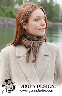 Walnut Whirl Shawl / DROPS 261-54 - Gestricktes kleines Tuch in DROPS Air. Die Arbeit wird quer im Vollpatent gestrickt.
