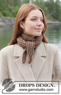 Walnut Whirl Shawl / DROPS 261-54 - Gestricktes kleines Tuch in DROPS Air. Die Arbeit wird quer im Vollpatent gestrickt.