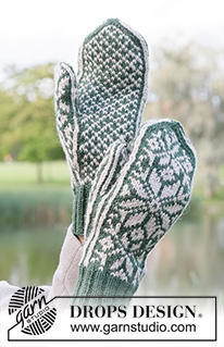 Forest Frost Mittens / DROPS 261-63 - Stickade vantar i DROPS Lima eller DROPS Karisma. Arbetet stickas från fingertopp till handled med nordiskt mönster.