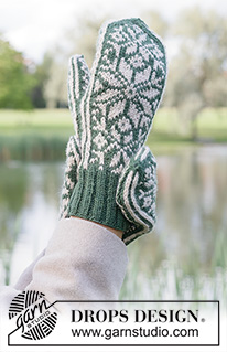 Forest Frost Mittens / DROPS 261-63 - Stickade vantar i DROPS Lima eller DROPS Karisma. Arbetet stickas från fingertopp till handled med nordiskt mönster.