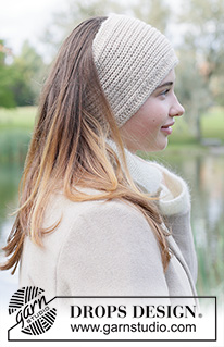 Ivory Turn Headband / DROPS 261-64 - Fita de cabelo tricotada em DROPS Lima. Tricota-se em canelado inglês com I-cord.