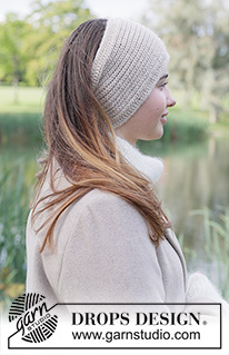 Ivory Turn Headband / DROPS 261-64 - Fita de cabelo tricotada em DROPS Lima. Tricota-se em canelado inglês com I-cord.