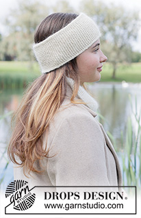 Fuzzy Wrap Headband / DROPS 261-65 - Knitted headband in DROPS Soft Tweed and DROPS Kid-Silk. The piece is worked sideways with garter stitch and I-cord.