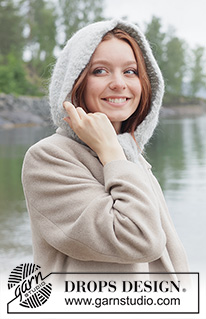 Quiet Storm Hood / DROPS 261-8 - Knitted balaclava/neck-warmer with hood, in 2 strands DROPS Melody. The piece is worked with European shoulders, stocking stitch and I-cord.