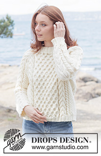 Ireland Magic Sweater / DROPS 262-12 - Knitted jumper in DROPS Alaska or DROPS Big Merino. The piece is worked top down with raglan, cables, relief-pattern and double neck. Sizes XS - XXXL.