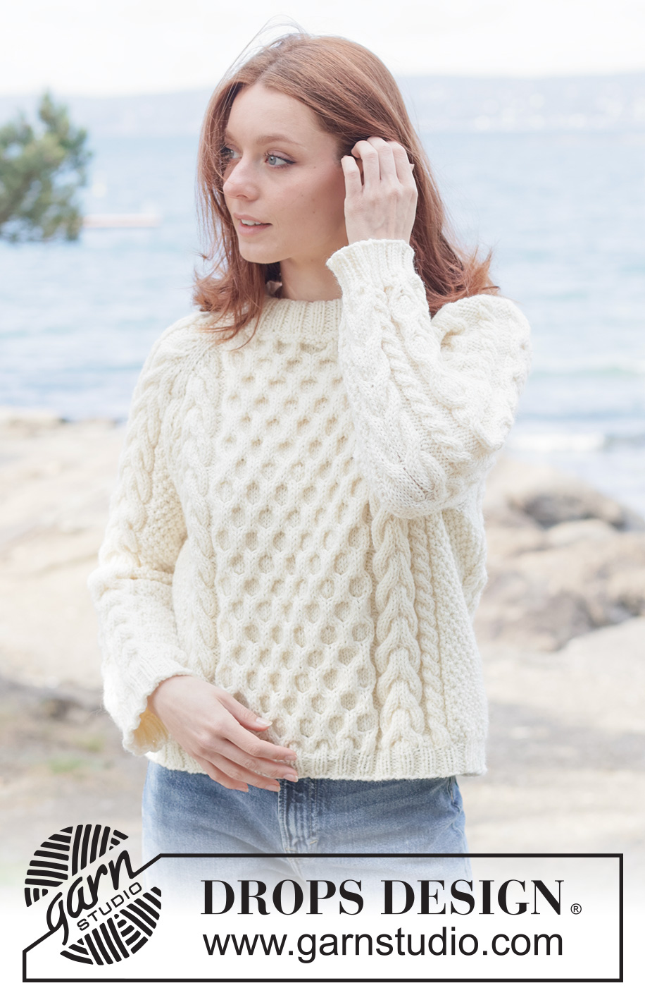 Ireland Magic Sweater / DROPS 262-12 - Knitted jumper in DROPS Alaska or DROPS Big Merino. The piece is worked top down with raglan, cables, relief-pattern and double neck. Sizes XS - XXXL.