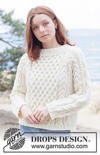 Ireland Magic Sweater / DROPS 262-12 - Knitted jumper in DROPS Alaska or DROPS Big Merino. The piece is worked top down with raglan, cables, relief-pattern and double neck. Sizes XS - XXXL.