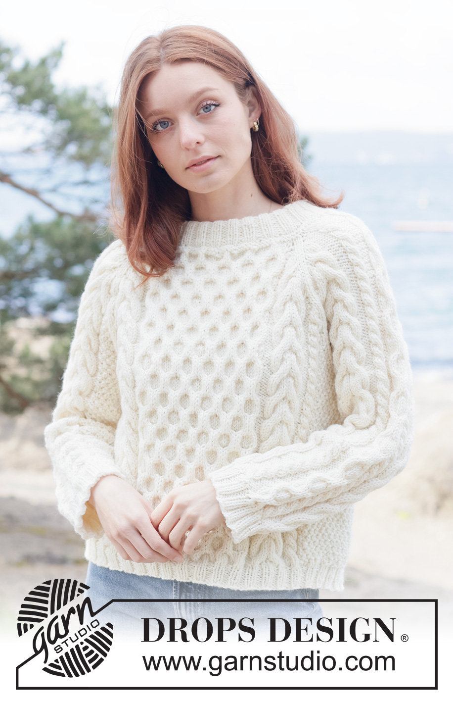 Ireland Magic Sweater / DROPS 262-12 - Knitted jumper in DROPS Alaska or DROPS Big Merino. The piece is worked top down with raglan, cables, relief-pattern and double neck. Sizes XS - XXXL.