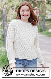 Ireland Magic Sweater / DROPS 262-12 - Knitted jumper in DROPS Alaska or DROPS Big Merino. The piece is worked top down with raglan, cables, relief-pattern and double neck. Sizes XS - XXXL.