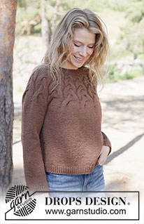 Autumn Valley Sweater / DROPS 262-15 - Knitted jumper in DROPS Nepal or DROPS Big Merino. The piece is worked top down with round yoke and cables. Sizes XS - XXXL.