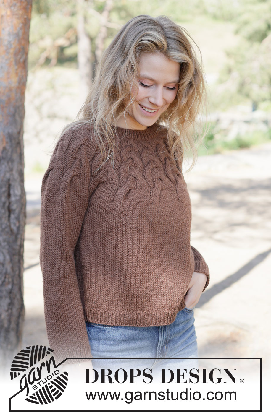 Autumn Valley Sweater / DROPS 262-15 - Knitted jumper in DROPS Nepal or DROPS Big Merino. The piece is worked top down with round yoke and cables. Sizes XS - XXXL.