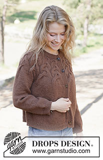 Autumn Valley Cardigan / DROPS 262-16 - Knitted jacket in DROPS Nepal or DROPS Big Merino. The piece is worked top down with round yoke, cables and I-cord. Sizes XS - XXXL.