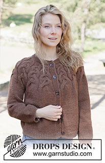 Autumn Valley Cardigan / DROPS 262-16 - Knitted jacket in DROPS Nepal or DROPS Big Merino. The piece is worked top down with round yoke, cables and I-cord. Sizes XS - XXXL.